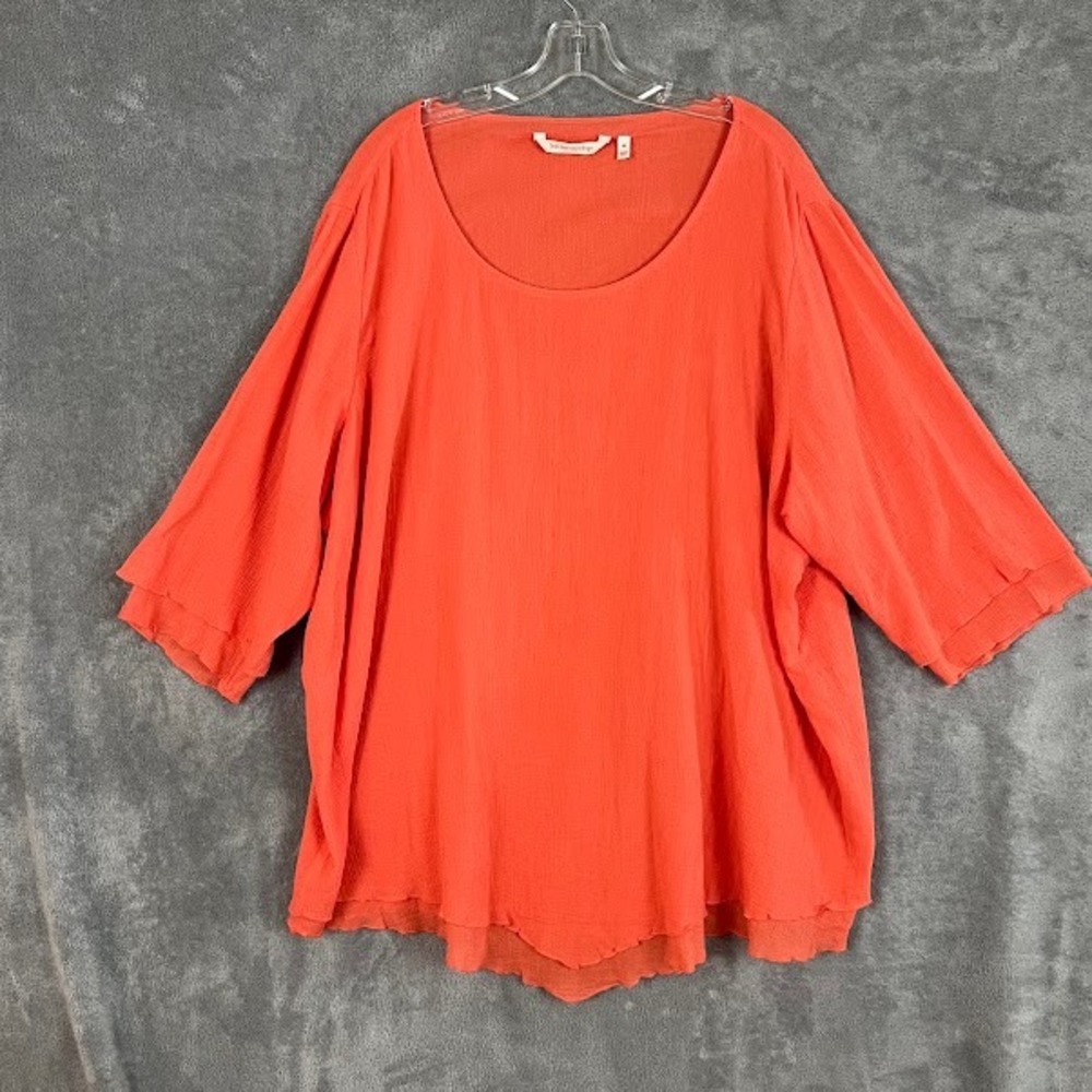 Soft Surroundings Tunic Top Womens 3X Coral Gauzy Lightweight Casual Everyday